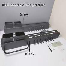 Kitchen Knife Rack With Removable Chopstick Holder, Towel Bar And Utensil Hooks, Wall Mounted Storage Organizer Without Drilling