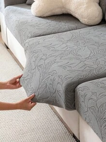 1pc Tea Leaves Jacquard Sofa Cover, All-Season Protective Slipcover, Stretchy & Machine Washable, Fits Single/Loveseat/3-4 Seater/Sectional Sofa Gifts Birthday Graduation