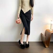 Women Winter Flat Shoes, Thermal Lined Thick Sole Casual Mary Jane Faux Pearl Decor Fuzzy Slip-On Soft Bottom Soft Shoes, Black - Black - View 4