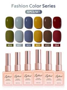 LYTTOA 6 件套红色圣诞指甲油套装纯色闪光黑白红可剥离 UV 半永久性清漆指甲油美甲 DIY 15ML