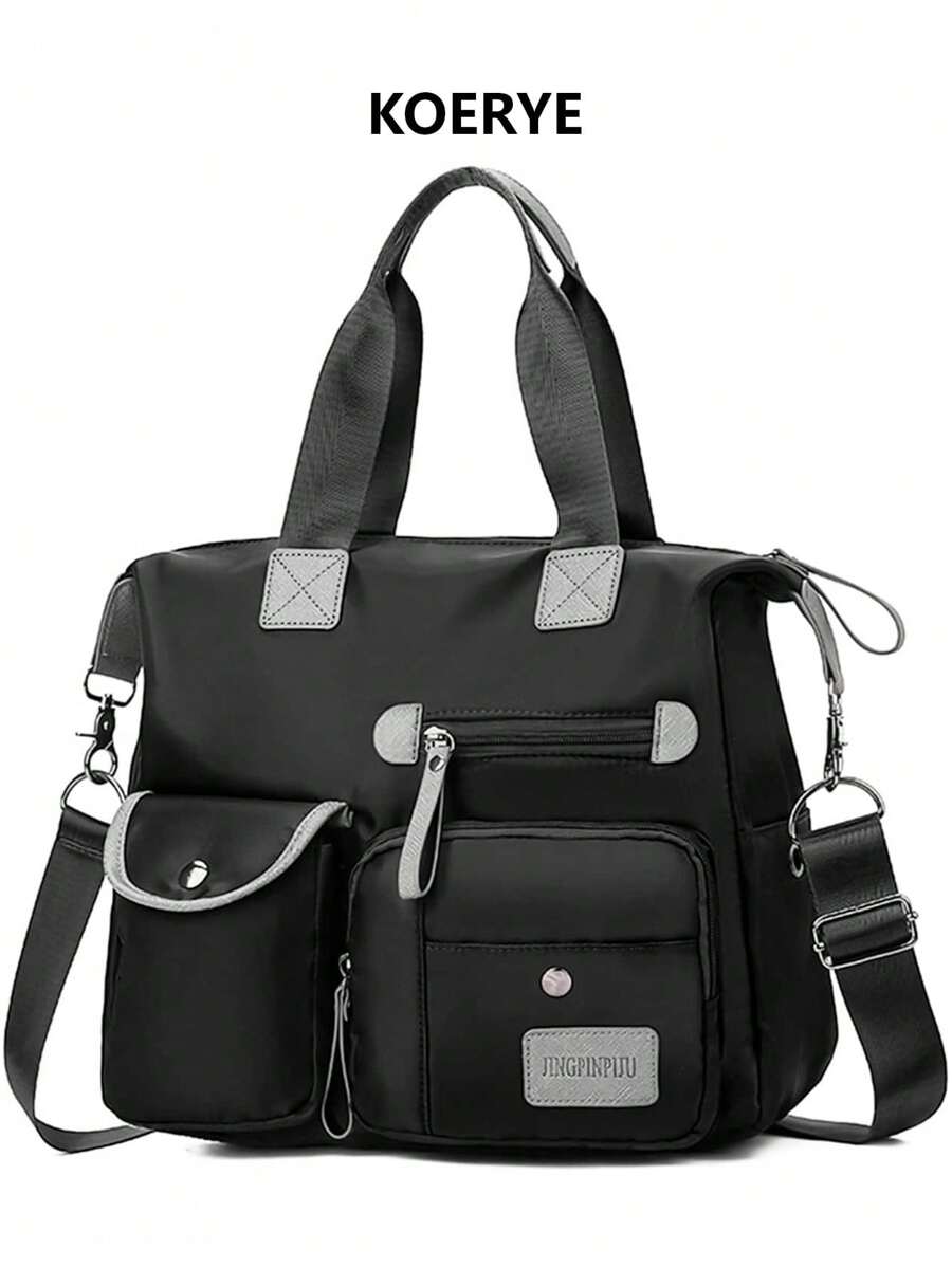 Fashionable Multifunctional Waterproof Tote Bag With Large Capacity - Black - View 1