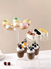 1 pieza Soporte acrílico transparente redondo para exhibir Cupcakes, Porta postres adecuado para decoración del hogar, bodas y fiestas de cumpleaños - transparente - Ver 8