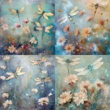 24 Sheets 6"X6" Dragonfly Scrapbook Paper Scrapbooking Patterned Paper Pack DIY Craft Background Paper 1Pack - Multicolor - View 2