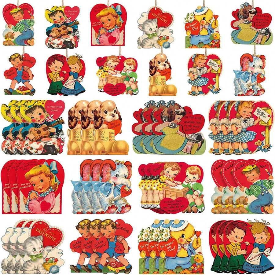 24 chiếc, Đồ trang trí treo bằng gỗ phong cách cổ điển cho ngày lễ tình nhân, Đồ trang trí tiệc, Đồ dùng ngày lễ, Đồ trang trí cây, Trang trí sân, Bố trí ngày lễ, Đồ trang trí vườn cho ngày lễ tình nhân - Nhiều màu - Xem 1