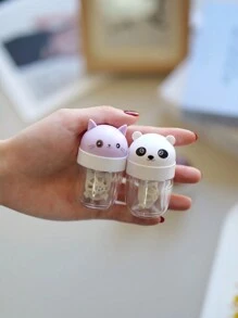XIANG YU 1 件装手动旋转隐形眼镜清洁器，可爱卡通设计，包括猫、熊、猪和熊猫。彩色隐形眼镜伴侣盒，用于浸泡、存放和清洁隐形眼镜，适合旅行和居家使用。化妆 - 護理清洗盒 - 查看 3