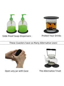 3 件装硅胶杯垫，耐热，适用于杯具、干燥垫、桌面保护垫、防滑饮料杯垫最佳礼物 - 彩色 - 查看 8