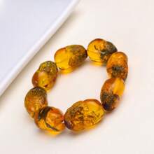1pc Naturally Shaped Resin Bracelet, Resembling Natural Amber, Contains Visible Water Grass, Changes Color Under Ultraviolet Light, Ideal As Festival Gift Or Daily Wear - A - View 6