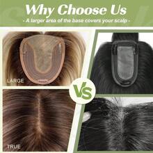14 Inch Hair Toppers For Women 100% Human Hair 5x5.5 Inch Base Hair Toppers For Women With Thinning Hair Real Human Hair Topper - Brown With Blonde - View 4
