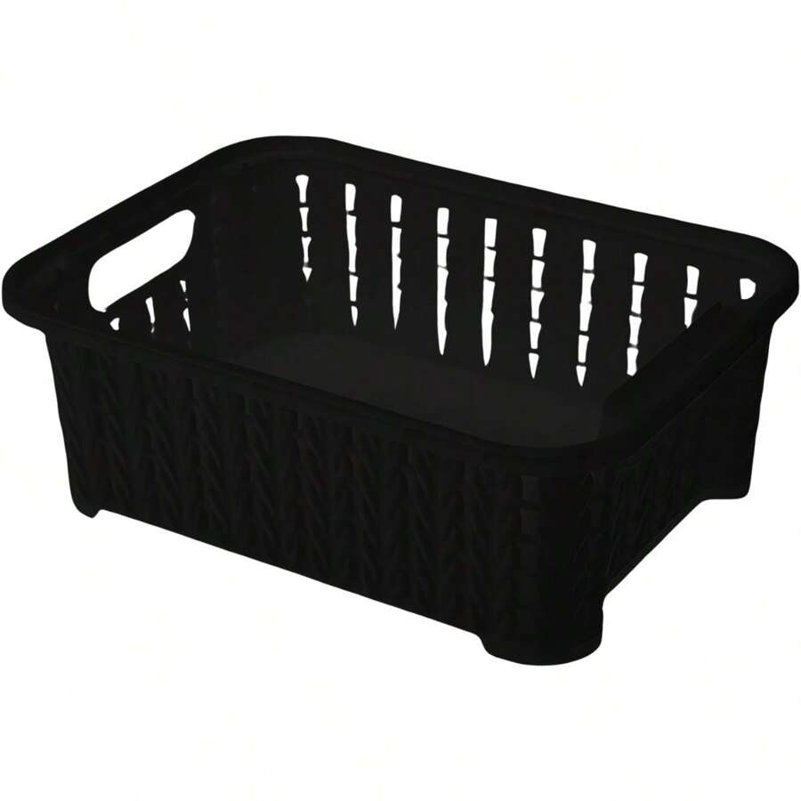 Decorative Basket Stackable Organizer 990ml White Plasútil Multipurpose - 黑色 - 查看 1