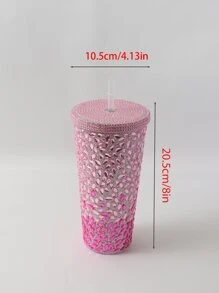 1 pieza Vaso brillante de 12 Oz (aprox. 340 g) hecho a mano con cristales, con tapa y pajita incorporados - Perfecto para personalizar, café con hielo, agua, para la oficina, fiestas en casa o en la playa, regalo para dama