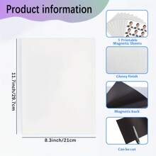 5/10pcs - A4 Size (8.3x11.7 Inches) Printable Magnetic Paper, 16mil Glossy Flexible Magnetic Sheets, No Adhesive Back, Suitable For Inkjet Printers - Black - View 4