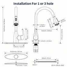 1 Juego de grifo de acero inoxidable 304 con manijas de aleación de zinc, dos salidas de agua, diseño giratorio anti-salpicaduras, adecuado para cocina de autocaravana y hogar - Plateado - Ver 7