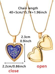 1 pièce Collier pendentif médaillon en forme de cœur personnalisé avec photo. Colliers personnalisés avec image de cœur. Chaîne ronde en acier inoxydable avec perles. Accessoires de bijoux personnalisés, idéaux pour cadeau pour maman, papa, amis, amoureux, famille