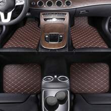 通用型 4 件套汽车脚垫套装 - PVC 皮革刺绣车用脚垫，防水耐磨汽车地板衬垫 - 4個/套 - 查看 4