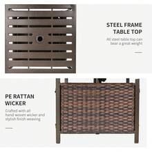 Outsunny Outdoor Rattan Wicker Patio Coffee Table W/ Umbrella Hole Suitable For Garden Backyard Brown - Brown - View 6