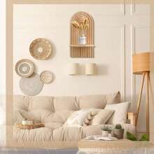 2 pezzi di mensole ad arco in stile boho, ripiani da parete decorativi in legno, mensole appese arcobaleno bohémien, per cameretta, camera da letto, soggiorno, portacandele e portaoggetti, decorazione d'autunno per la casa