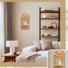 2 pezzi di mensole ad arco in stile boho, ripiani da parete decorativi in legno, mensole appese arcobaleno bohémien, per cameretta, camera da letto, soggiorno, portacandele e portaoggetti, decorazione d'autunno per la casa