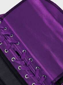 Underbust Corsets For Women,Corset Belt Tummy Control Lace Up Satin Corset,Under Boob Corset Women's Lingerie & Shapewear - 紫色 - 查看 7