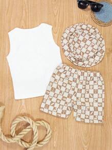 Children's Set With Water Cream Hat For Boy - Màu be - Xem 2