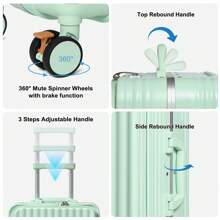 Sea Choice Front Opening Luggage 20 Inch PC Hard Shell Suitcase Hand Luggage Front Open With YKK Zipper TSA Lock 4 Wheels Computer Compartment USB Charging Ports & Cup Holder - Green - View 6