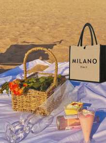 一套亚麻帆布手提袋和收纳袋，包括一个印有“米兰，意大利”字样的帆布手提袋和一个带有字母图案的收纳袋，个性化礼品包装，轻便购物袋，带迷你零钱包。多功能包袋套装，适合婚礼、生日、海滩、度假等场合，也是送给女性的完美礼物。 - 卡其色 - 查看 9