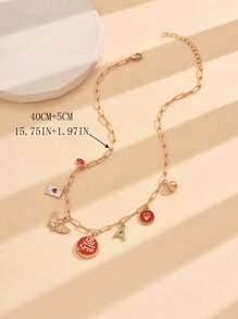 1 件首字母吊坠项链，金色时尚丘比特唇字母“Be Free”吊坠项链，时尚迷人的设计，适合作为母亲节礼物送给妈妈 - 首字母+丘比特 - 查看 6