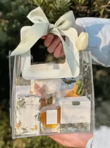 5 Stück dicke, transparente PVC-Geschenktüte, Weihnachtsgeschenk Souvenirtüte, Hochzeitsbegünstigung Süßigkeiten Box Handtasche, Mittagessen Tasche Valentinstag Geschenkverpackung Tasche, Muttertag Geschenktüte - Verschiedenfarbig - Übersicht 3