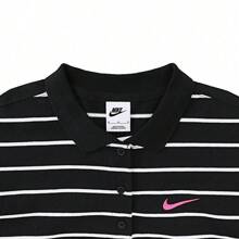 Nike 2024 女款 AS W NSW SS Polo 衫 GC，针织领短款 T 恤 THM4649-010 - 黑色 - 查看 4