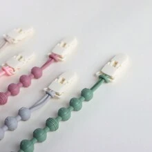 1 件装婴儿硅胶奶嘴夹，采用一体式珠子设计，柔软灵活的奶嘴夹，带纹理，适合男婴和女婴，新生儿必需品