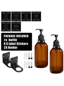 WCIC زجاجات قابلة لإعادة التعبئة ومتعددة الوظائف، موزع شامبو ومنعم قابل للتركيب بالحفر للتثبيت على الحائط - 17 أونصة، 500 مل، زجاجات صابون الاستحمام مع ملصقات سوداء - موزعات غسول الجسم سهلة إعادة التعبئة لترقية ديكور الحمام بسرعة، عودة إلى المدرسة