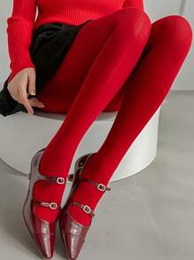 1 双优雅女士天鹅绒紧身裤 - 高弹力，春季/秋季连裤袜，百搭通勤紧身裤 - 彩色 - 查看 1