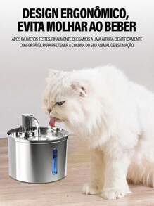 304 Stainless Steel Pet Water Fountain Cat And Dog Drinker 3.2L Stainless Bowl - 銀色 - 查看 6