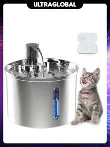 304 Stainless Steel Pet Water Fountain Cat And Dog Drinker 3.2L Stainless Bowl - 銀色 - 查看 10