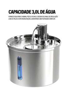 304 Stainless Steel Pet Water Fountain Cat And Dog Drinker 3.2L Stainless Bowl - 銀色 - 查看 9