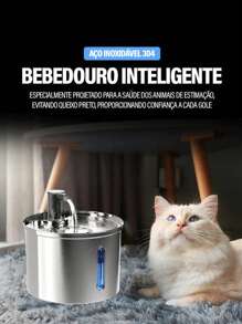 304 Stainless Steel Pet Water Fountain Cat And Dog Drinker 3.2L Stainless Bowl - 銀色 - 查看 5