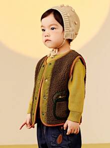 mini bala New Winter Collaboration Reversible Fleece Vest, Anti-Static For Baby - Dark Coffee - View 3