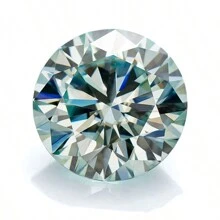 1 pezzo di pietra preziosa verde rotonda di moissanite autentica, pietre sintetiche con chiarezza VVS, taglio raffinato a 8 cuori e 8 frecce, ideale per gioielleria fai da te - mare blu - Visualizzare 2