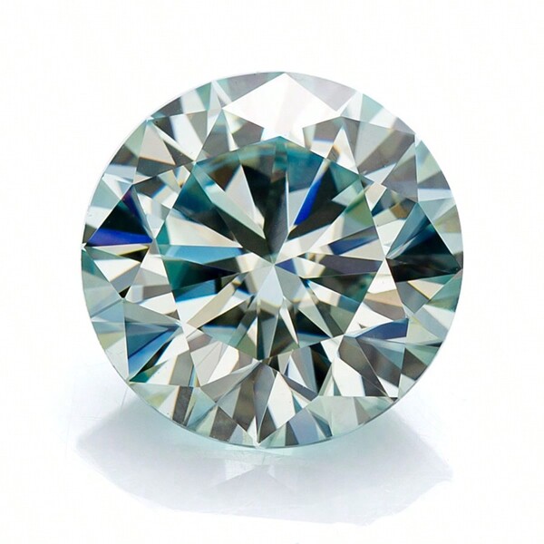 1 Stück echter grüner runder Moissanit Edelstein, synthetische VVS Klarheit 8 Herzen 8 Pfeile Fancy Schliff für DIY Schmuck