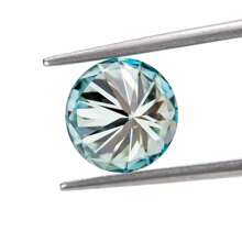 1 pezzo di pietra preziosa verde rotonda di moissanite autentica, pietre sintetiche con chiarezza VVS, taglio raffinato a 8 cuori e 8 frecce, ideale per gioielleria fai da te - mare blu - Visualizzare 4