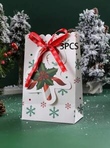 3/5 件圣诞礼品袋，创意蝴蝶结和雪花印花圣诞纸袋，糖果/零食袋圣诞节圣诞装饰品圣诞睡衣圣诞礼物圣诞装饰 - 彩色 - 查看 16