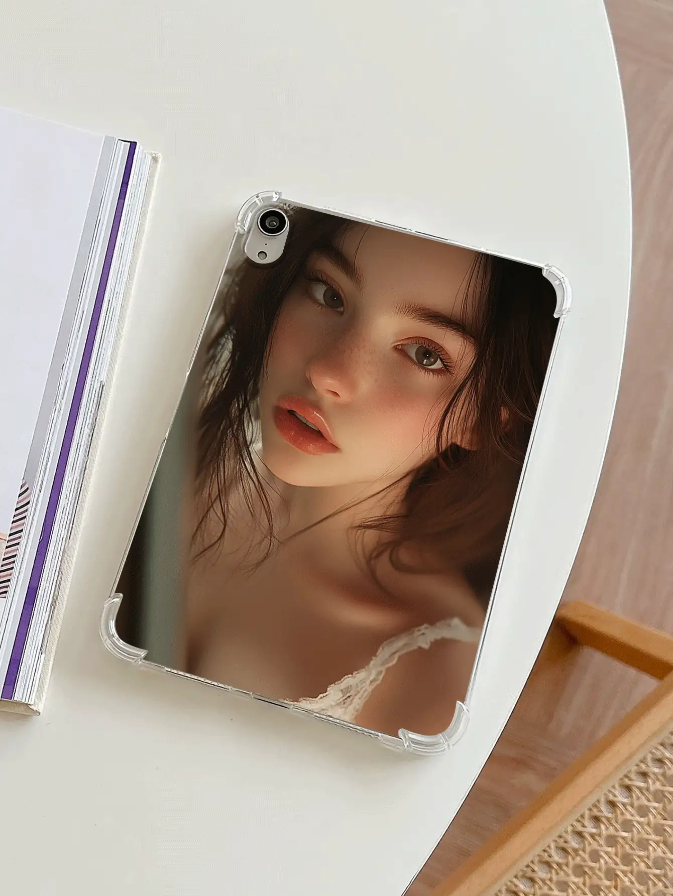 Apple Customized Silicone Protective Case With Airbags Compatible With Ipad Pro 13 / Air 13, Featuring Family/Friends/Couple/Parent Photos, Shockproof Stylish,Colorful,Vintage,Cute,Contracted,Funny,Kawaii Custom,Personalized,Unique,Customized Ideal Gifts For Him,Ideal Gifts For Her Boyfriend,Girlfriend,Family,Friends,Grandparents,Couple,Women's Happiness Boost - Clear - View 2