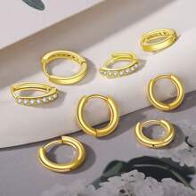 Juego de 10 pares de pendientes de acero inoxidable para múltiples perforaciones, ligeros, pequeños aros Huggie, pendientes de circonita cúbica para mujer, pendientes hipoalergénicos para el cartílago