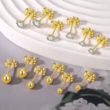 Juego de 10 pares de pendientes de acero inoxidable para múltiples perforaciones, ligeros, pequeños aros Huggie, pendientes de circonita cúbica para mujer, pendientes hipoalergénicos para el cartílago