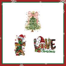 3 件/9 件圣诞节熨烫转印贴、可爱圣诞节熨烫补丁、乙烯基热转印贴纸，适用于衣服、包、枕套 DIY 装饰（格子风格） - 彩色 - 查看 18