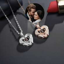 Love Light Luxury Heart Necklace Nano Projection Photo Memory Necklace S925 Silver Necklace To Girlfriend Wife Holiday Box Gift