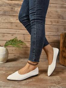 Tacones bajos beige, zapatos de trabajo suave de diseño versátil y nuevo para el transporte, bailarinas de punta plana - Beis - Ver 5