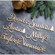 1 Thẻ tên quà tặng Giáng sinh bằng gỗ cá nhân hóa có thiết kế hình bông tuyết và cây thông, thích hợp làm quà tặng hoặc thiệp ghi tên, để treo tất và đồ trang trí ngày lễ, Giáng sinh - xyloid - Xem 8