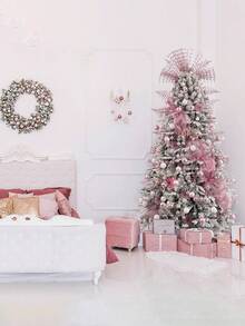 44 pezzi - Set di palline di Natale rosa e bianche, fiori di Natale per decorazione albero di Natale, palline di Natale infrangibili per decorazione casa e feste di Natale