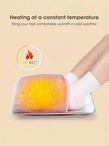 USB 加热脚垫，可洗羊毛电动暖脚器，家用加热拖鞋，让您的双脚在冬天保持温暖 - 36V 或更低电压，便携式 - 灰色 - 查看 1