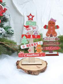 2PCS Đồ trang trí Giáng sinh bằng gỗ hình người bánh gừng Đồ trang trí cây thông Noel Bảng chữ cái bằng gỗ Trang trí nhà để bàn - Cây thông Noel-Người đàn ông bánh gừng bằng gỗ - Xem 6